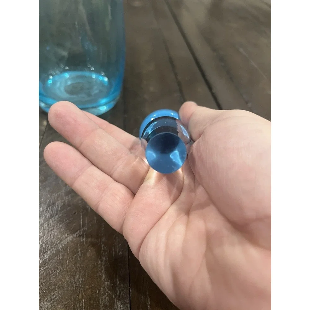 Jonathon Adler Happy Chic Blue Glass Decanter Stopper MCM 15.5